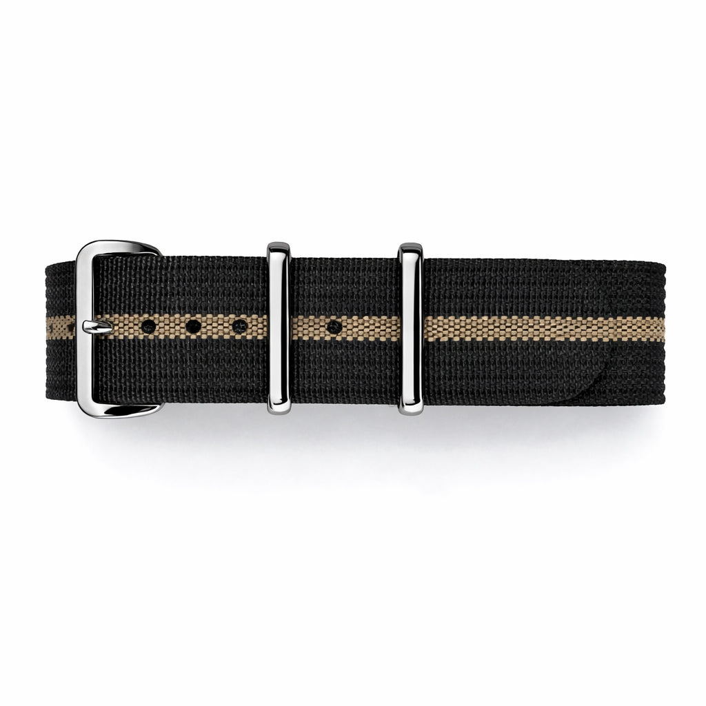 Nato Noir / Khaki - Hybride Tissu Nylon / Silicone