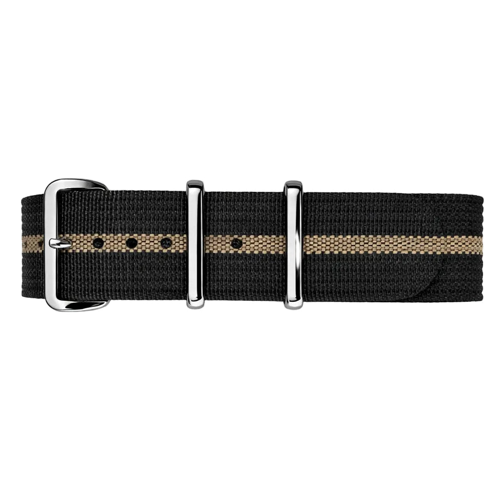 Nato Noir / Khaki - Hybride Tissu Nylon / Silicone