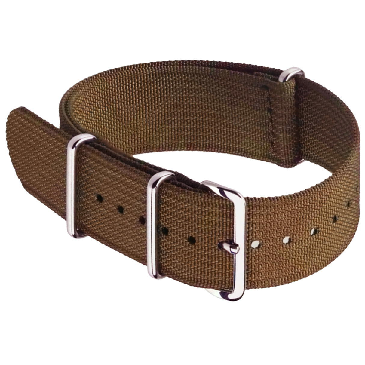 Braunes Nato-Armband – G10-Hybrid-Nylongewebe und Silikon – 18 mm, 19 mm, 20 mm, 22 mm, 24 mm