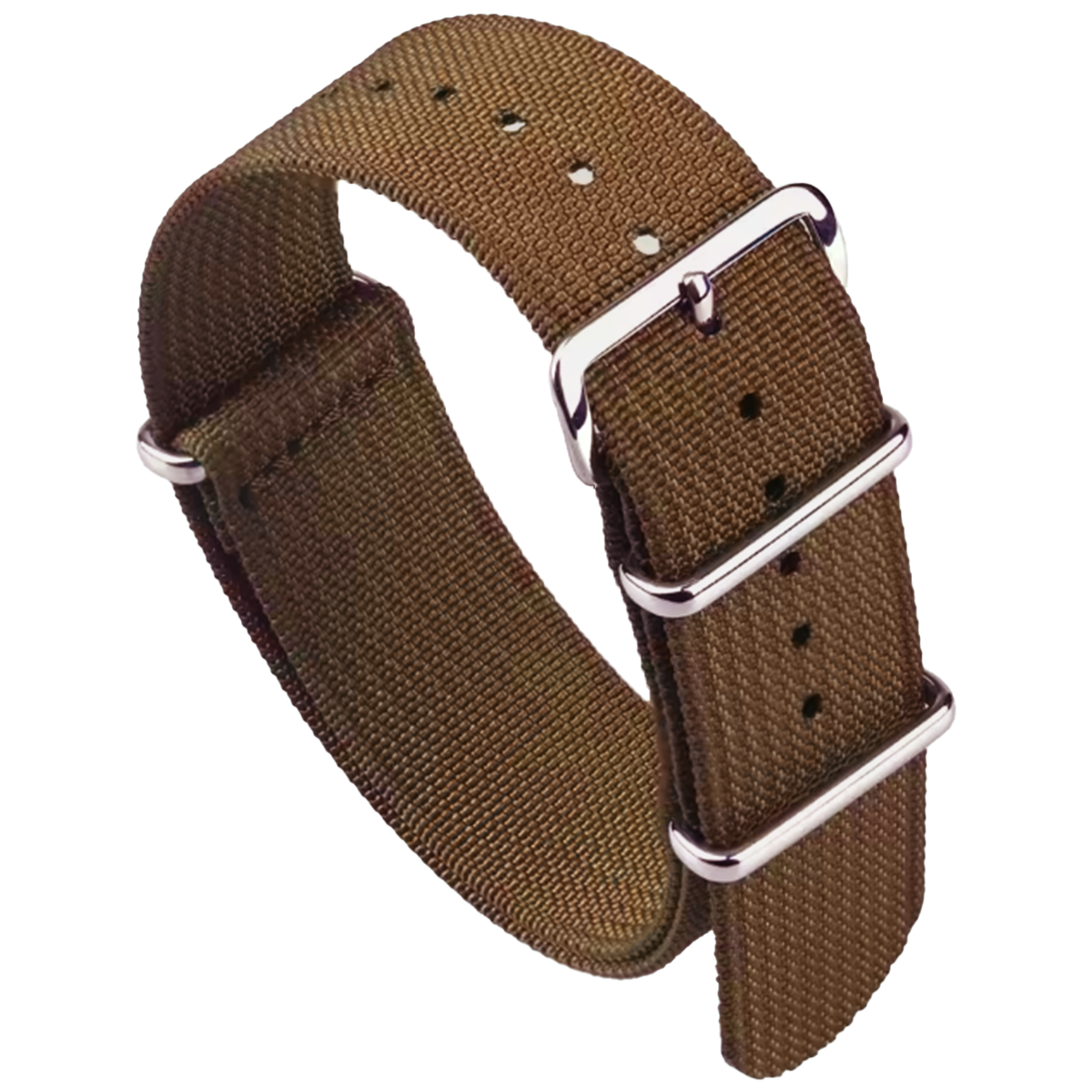 Braunes Nato-Armband – G10-Hybrid-Nylongewebe und Silikon – 18 mm, 19 mm, 20 mm, 22 mm, 24 mm