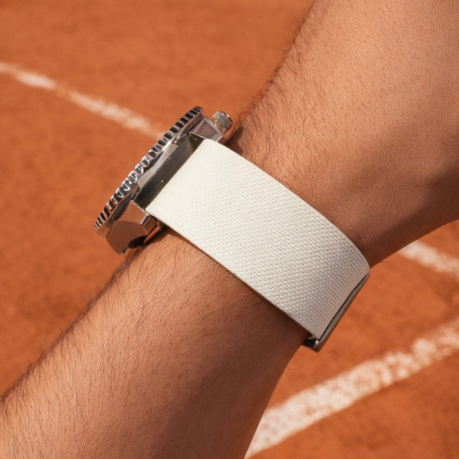 White Nato Watch Strap in Premium FKM Rubber - 24.5cm