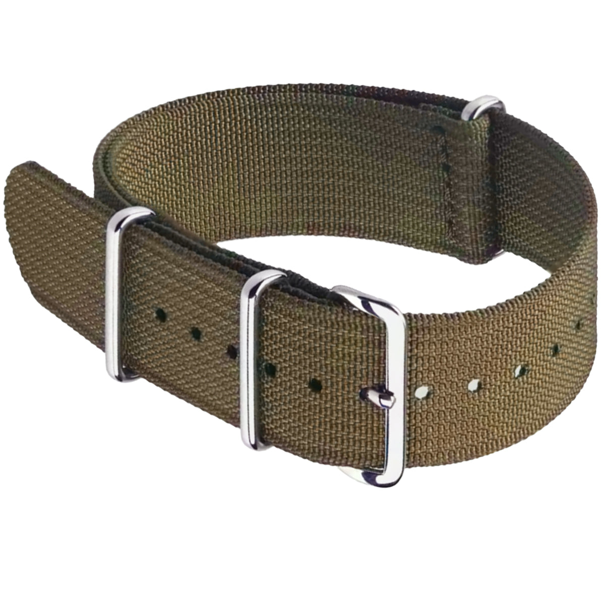 Khakifarbenes Nato-Armband aus G10-Hybrid-Nylon und Silikongewebe – 18 mm, 20 mm, 22 mm
