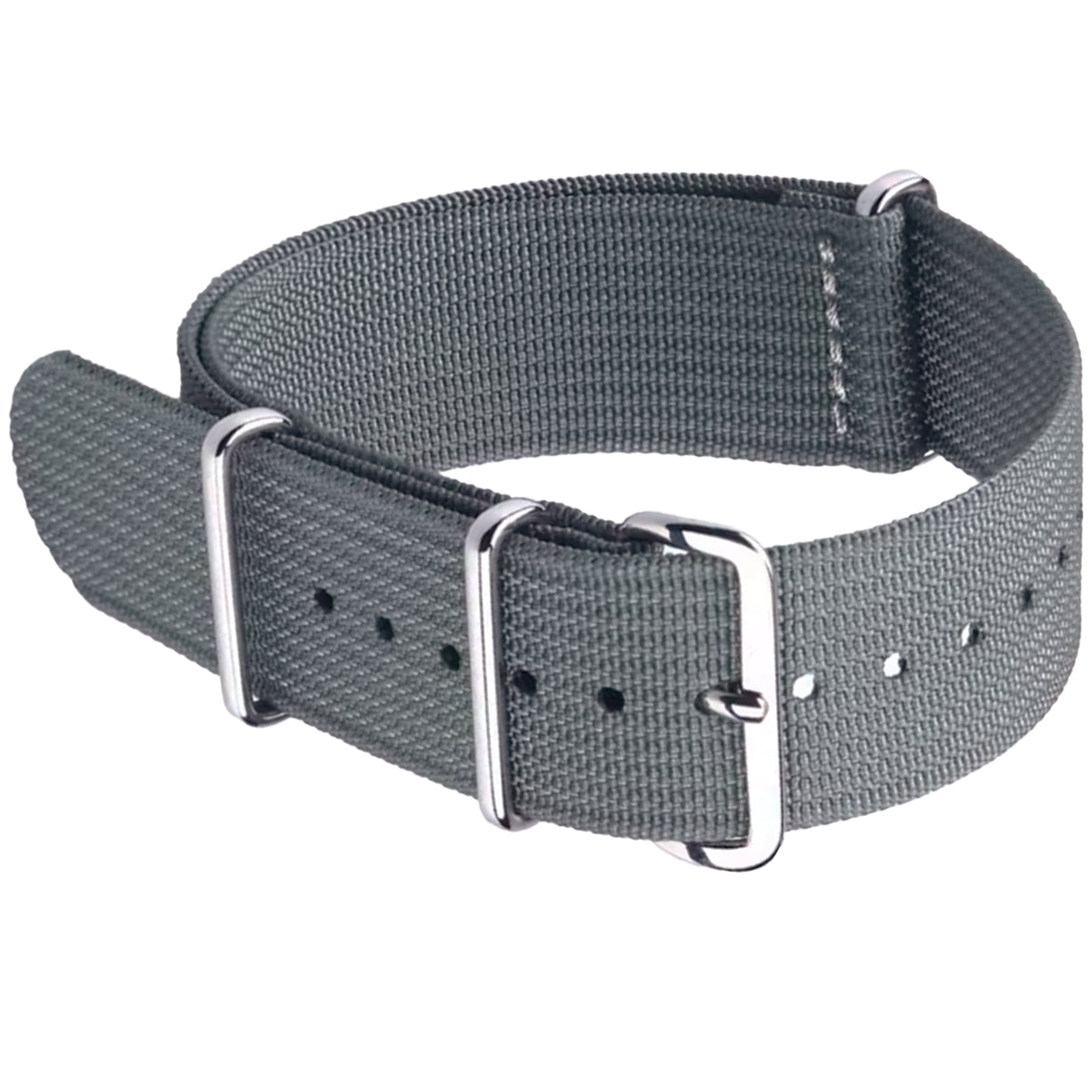 Graues Nato-Armband – G10-Hybrid-Nylongewebe und Silikon – 18 mm, 19 mm, 20 mm, 22 mm, 24 mm