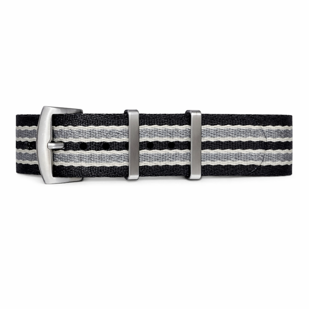 Bracelet Montre Nato James Bond Noir / Gris / Sable - Nylon doux tressé