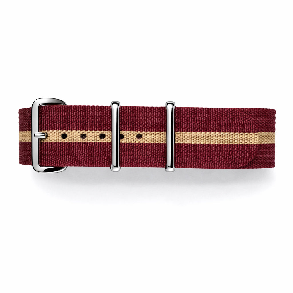 Nato Khaki / Bordeaux - Hybride Tissu Nylon / Silicone