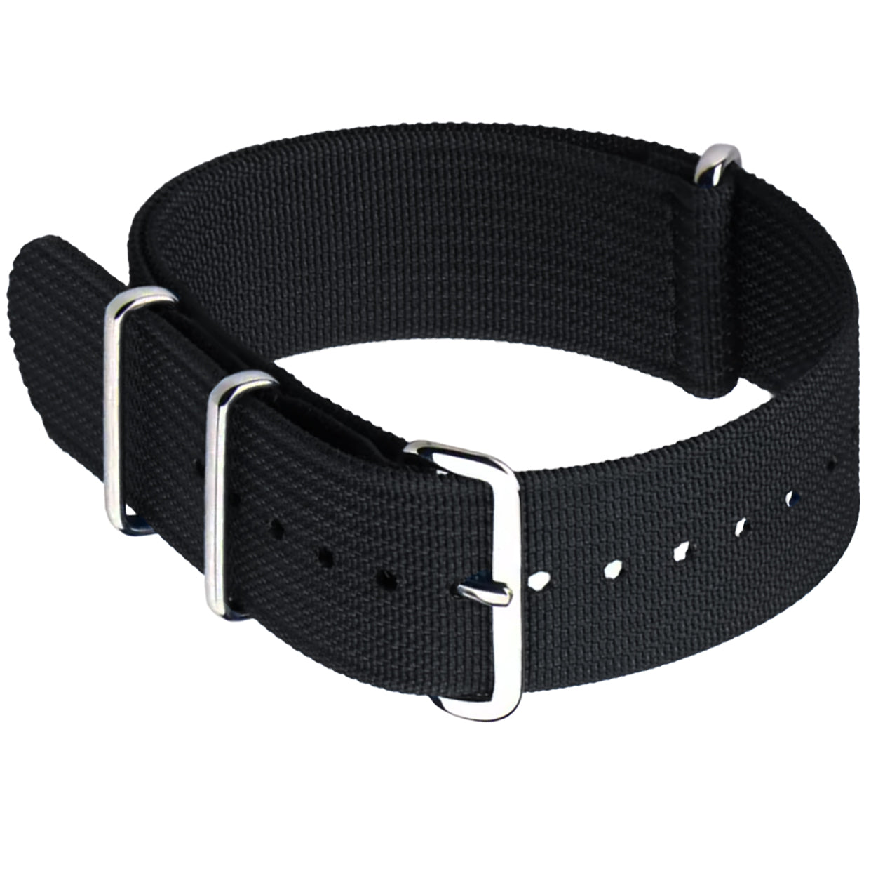 Black G10 Hybrid Nylon &amp; Silicone Fabric Nato Watch Strap – 18mm, 19mm, 20mm, 22mm, 24mm