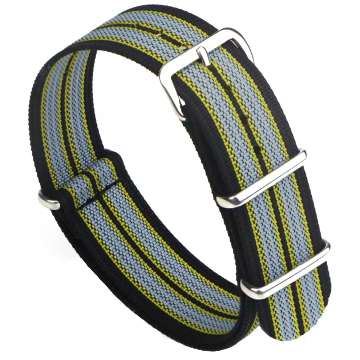 Nato-Armband Schwarz Gelb Grau G10 Hybridgewebe Nylon &amp; Silikon - James Bond - 18mm 20mm 22mm 24mm