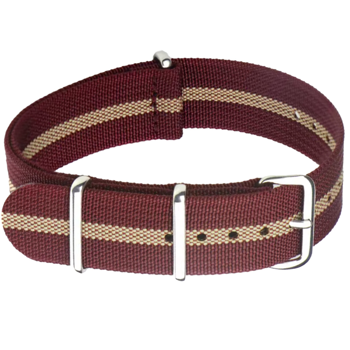 Nato-Armband Khaki Bordeaux G10 Hybridgewebe Nylon &amp; Silikon – 18 mm 20 mm 22 mm