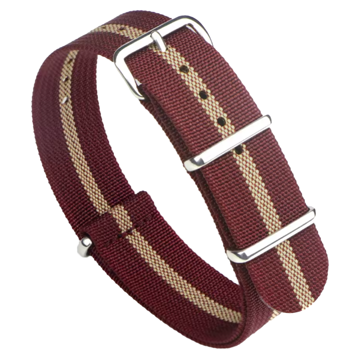 Nato-Armband Khaki Bordeaux G10 Hybridgewebe Nylon &amp; Silikon – 18 mm 20 mm 22 mm