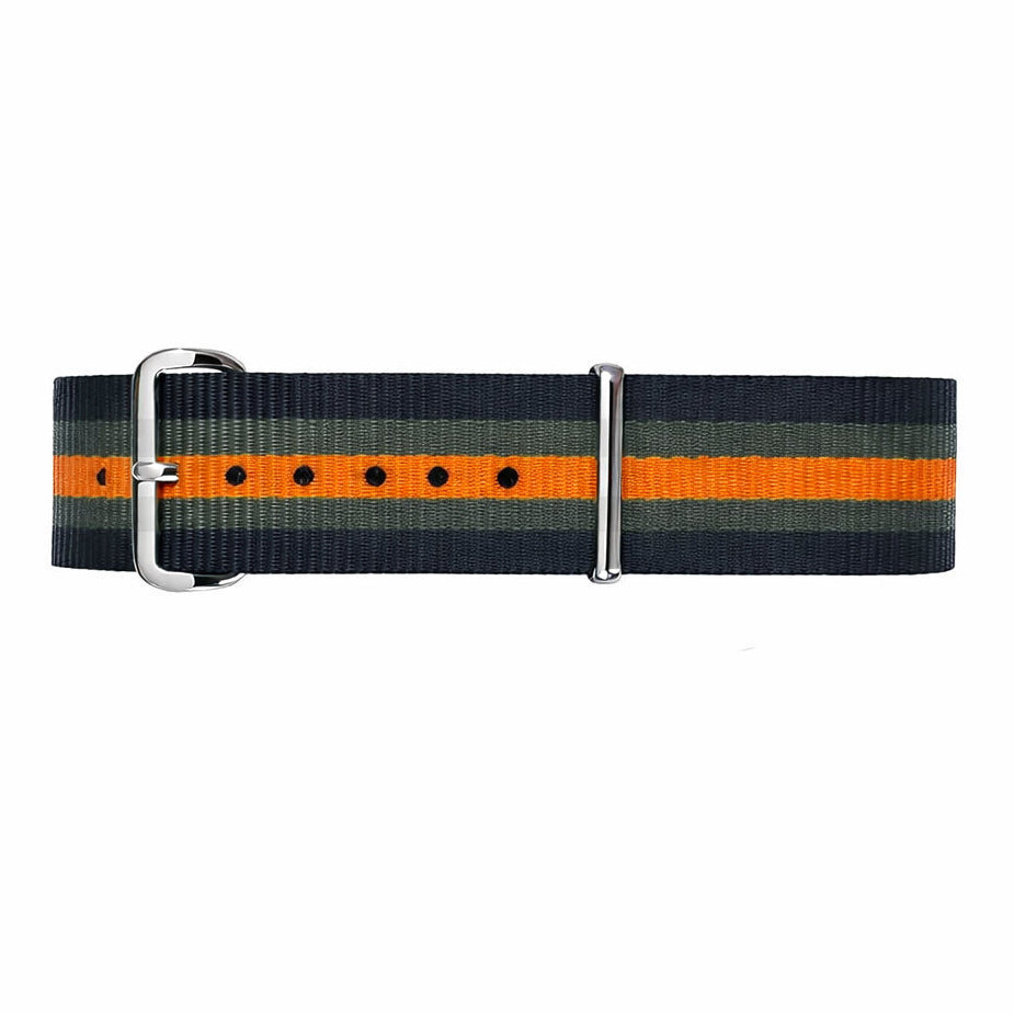 NATO-Nylon-Uhrenarmband Schwarz / Dunkelgrau / Orange