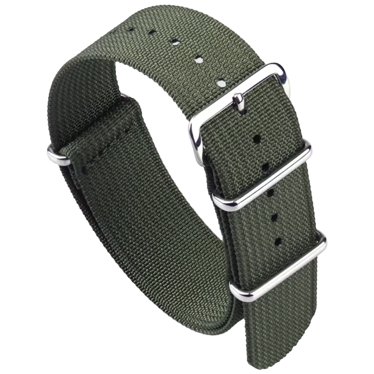 Armeegrünes G10-Hybrid-Nylon- und Silikongewebe-Nato-Armband – 18 mm, 19 mm, 20 mm, 22 mm, 24 mm