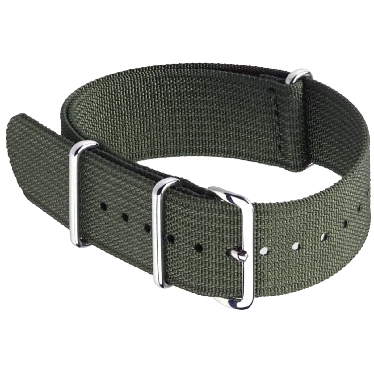 Armeegrünes G10-Hybrid-Nylon- und Silikongewebe-Nato-Armband – 18 mm, 19 mm, 20 mm, 22 mm, 24 mm
