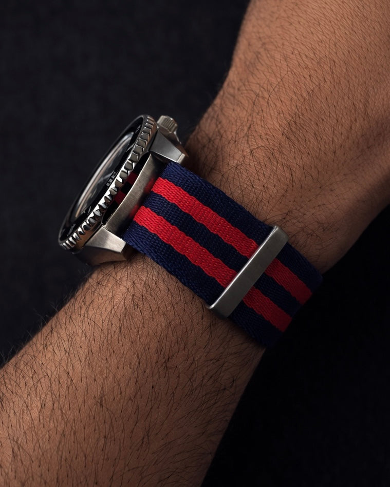 Bracelet de Montre NATO Nylon Pepsi - Bleu / Rouge / Boucle Satin - Souple – Homme