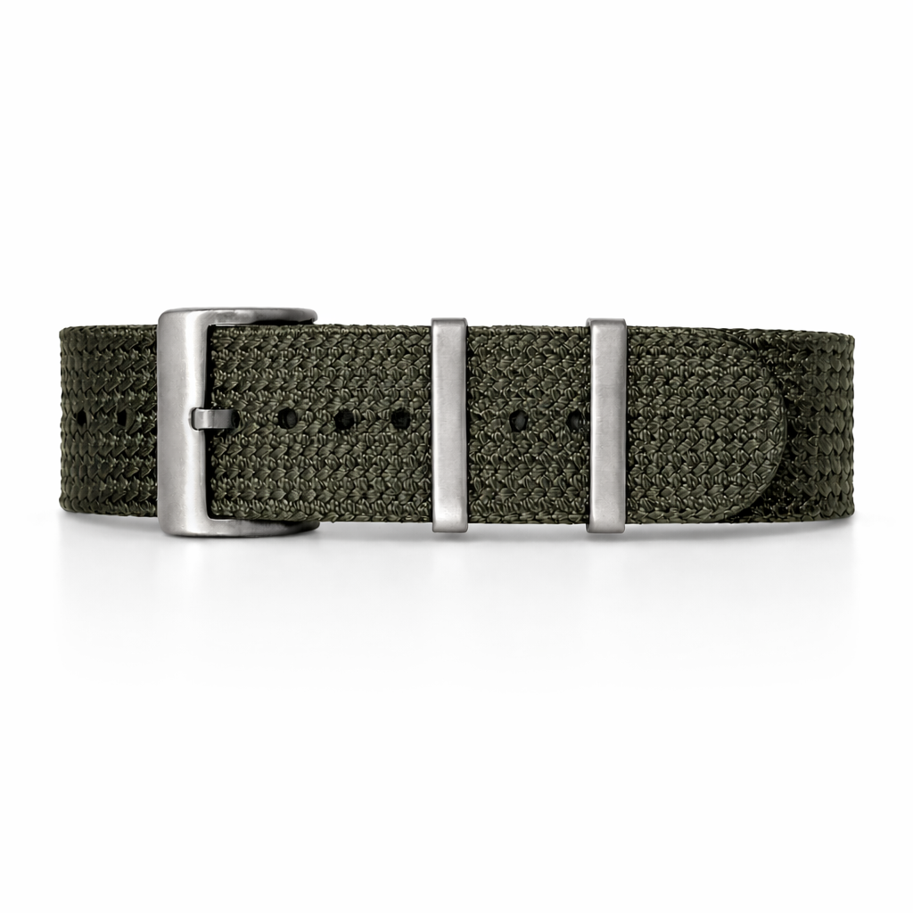 Armeegrünes Nato-Armband – geflochtenes Nylon 1,4 mm – Seichu-Geflecht