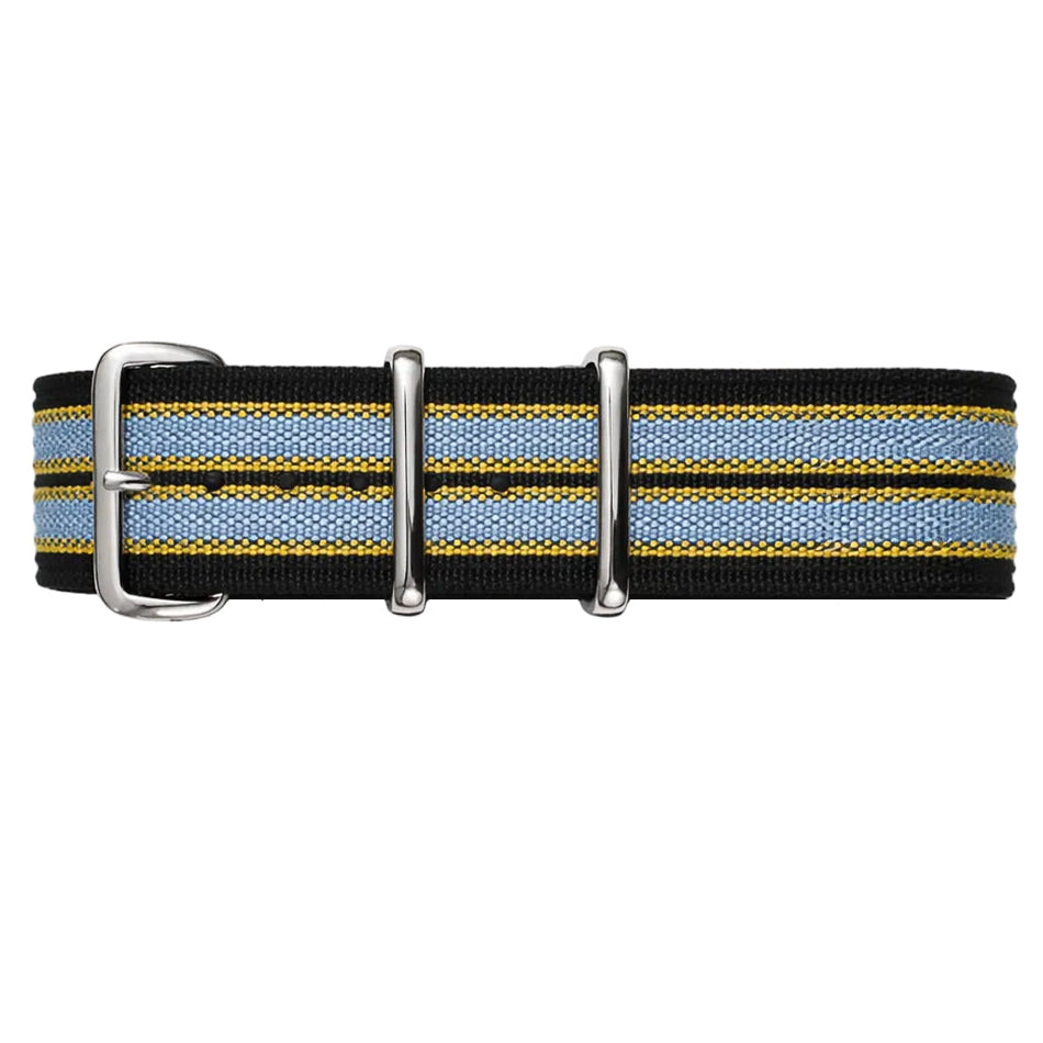 Nato Noir Jaune Gris - Hybride Tissu Nylon / Silicone