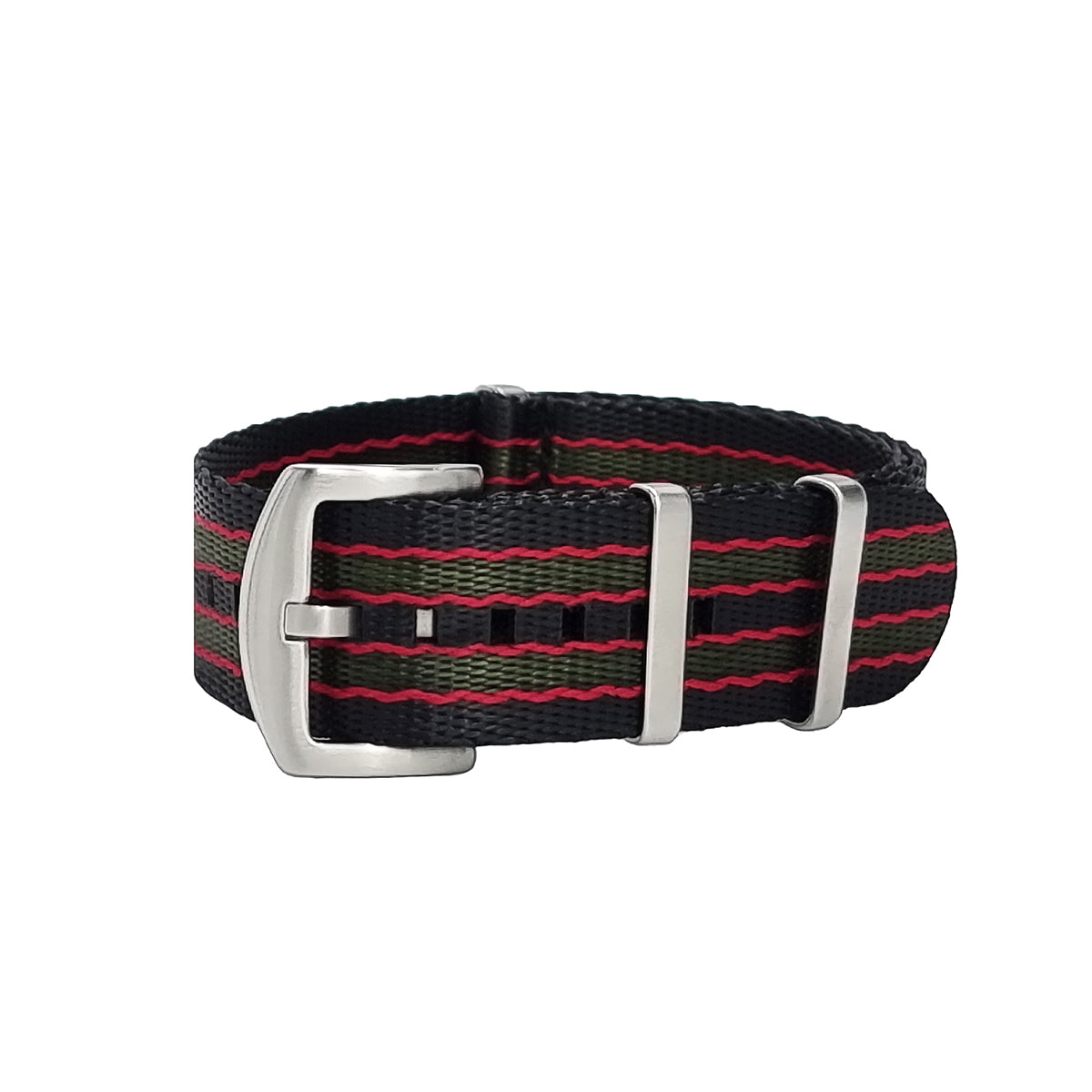 NATO Nylon James Bond - Original - Schwarz / Rot / Grün / Satinschnalle - Uhrenarmband - Herren