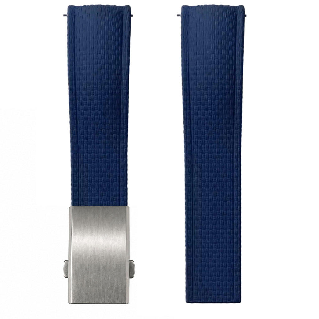Bracelet Montre Caoutchouc FKM - Compatible avec Seiko - Texture SAILCLOTH / Incurvé & Rapide / CTS - Boucle Déployante
