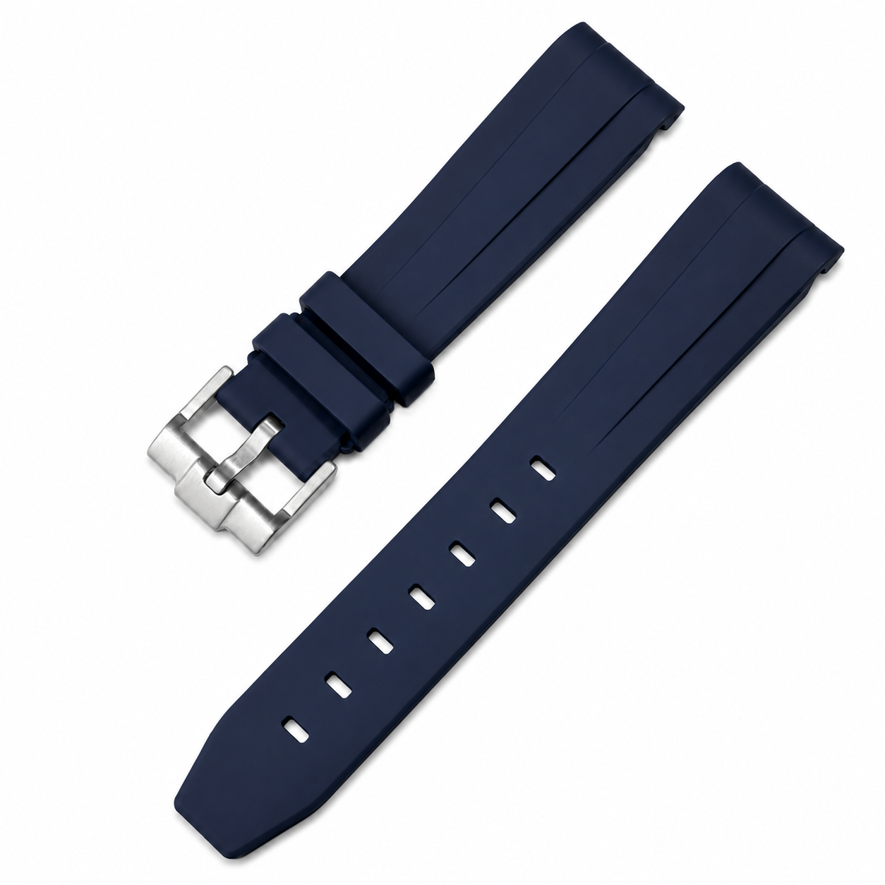 Bracelet 20mm en Caoutchouc FKM Compatible avec Rolex et autres - Boucle Ardillon - Incurvé / Premium