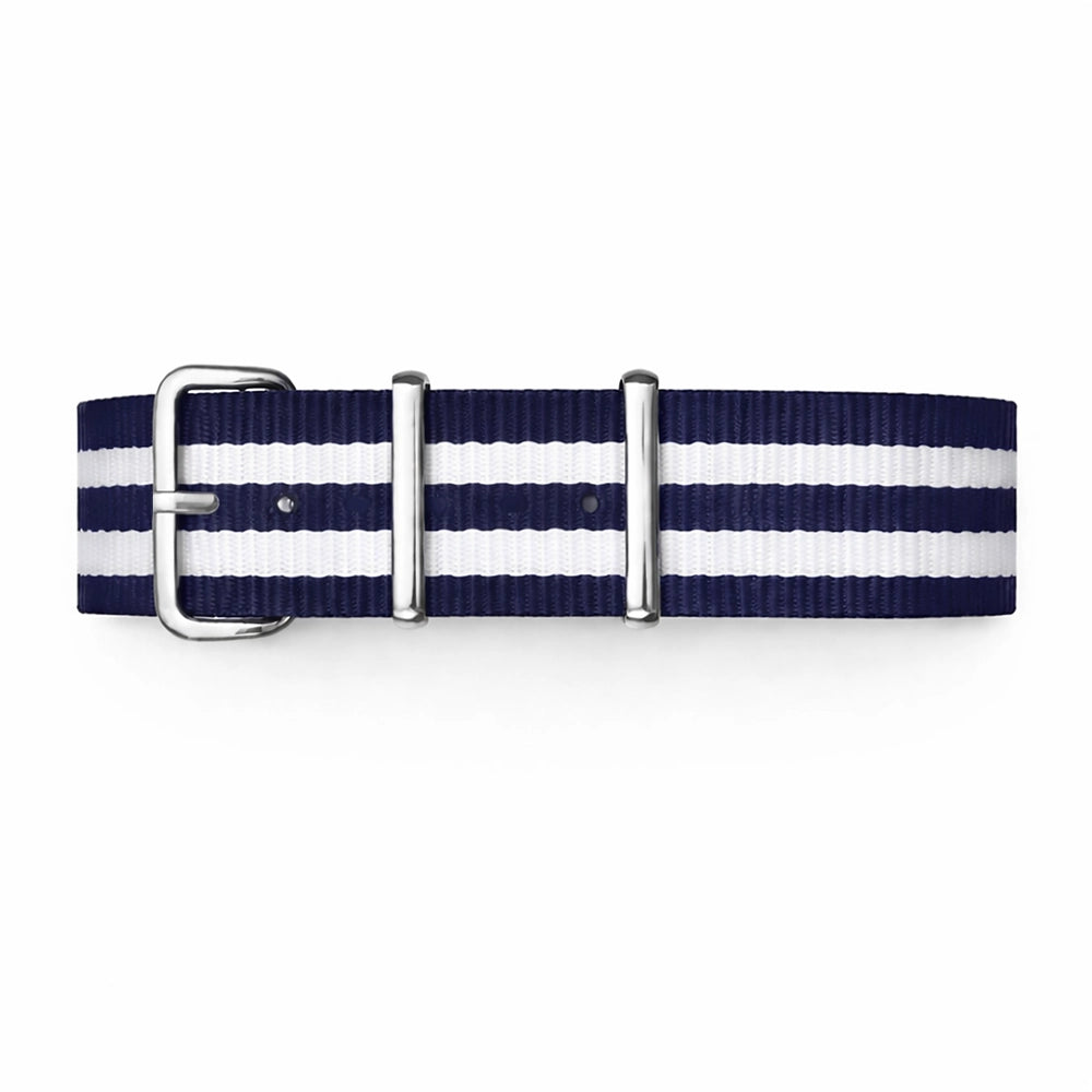 Marineblaues NATO-Uhrenarmband / 2 weiße Streifen