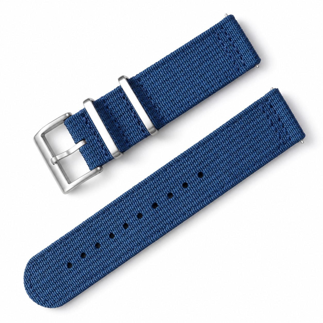 Bracelet Montre Bleu - Hybride Nylon / Silicone Double 2,8mm - Rapide - Universel