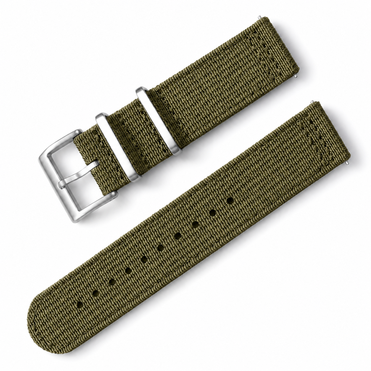 Bracelet Montre Vert - Hybride Nylon / Silicone Double 2,8mm - Rapide - Universel