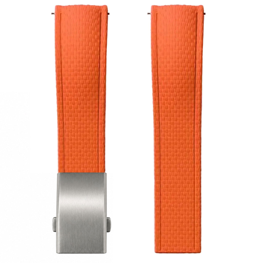Bracelet Montre Caoutchouc FKM - Compatible avec Seiko - Texture SAILCLOTH / Incurvé & Rapide / CTS - Boucle Déployante