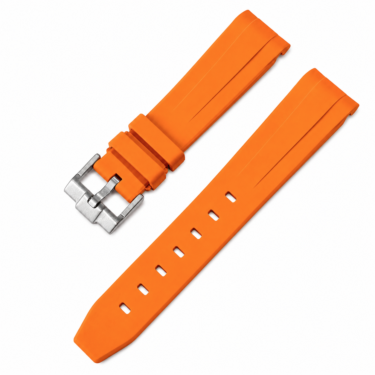 Bracelet 20mm en Caoutchouc FKM Compatible avec Rolex et autres - Boucle Ardillon - Incurvé / Premium