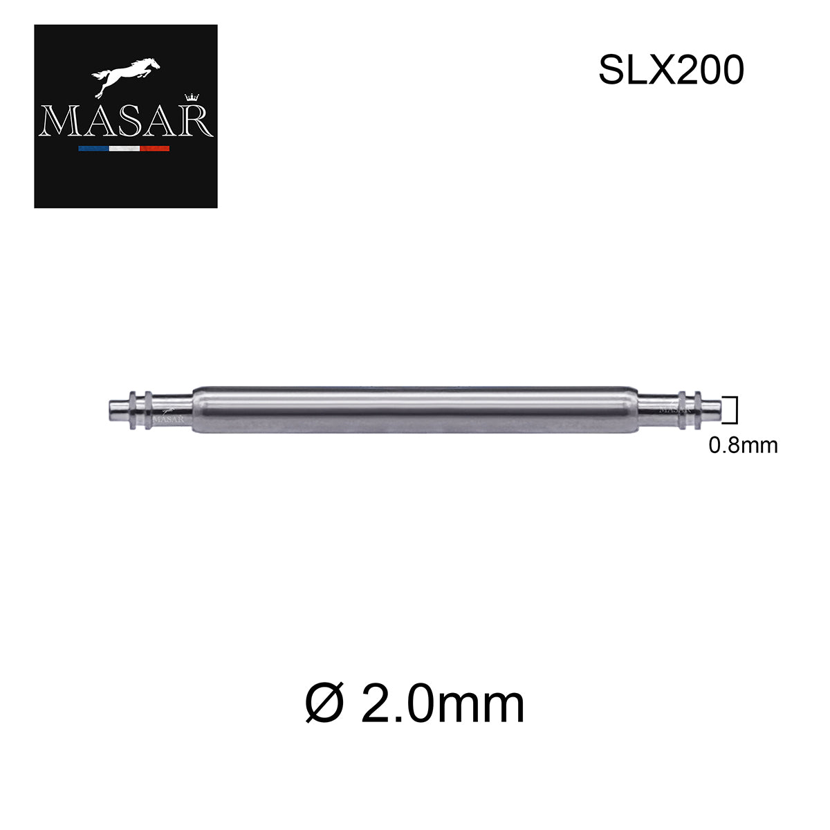 SLX Ø 2,0mm - Barres à ressort pour bracelet de montre - Inox 316L - 0,8mm - 2 Pcs