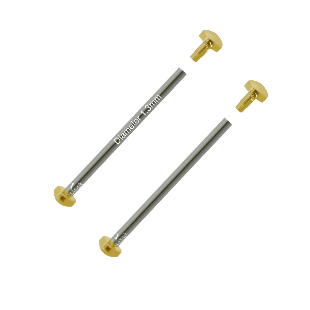 Nietstangen - 10mm bis 28mm Ø 1,3mm - Kopf H Ø 2,5mm - Uhrenarmbandverschluss - Gold - 2 Stück