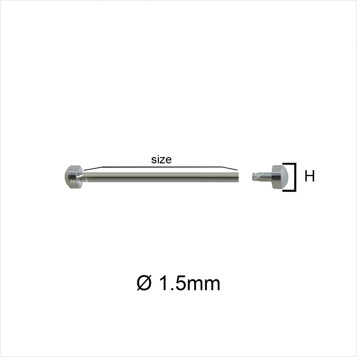 Nietstangen - 20mm bis 28mm Ø 1,5mm - Kopf H Ø 3,5mm oder 4,0mm - Uhrenarmbandverschluss - Roségold - 2 Stück