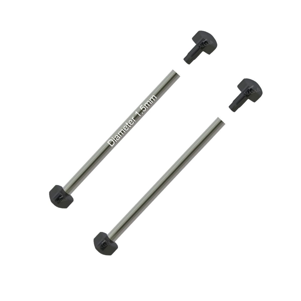 Nietstangen - 20mm bis 28mm Ø 1,5mm - Kopf H Ø 3,5mm oder 4,0mm - Uhrenarmbandverschluss - Schwarz - 2 Stück
