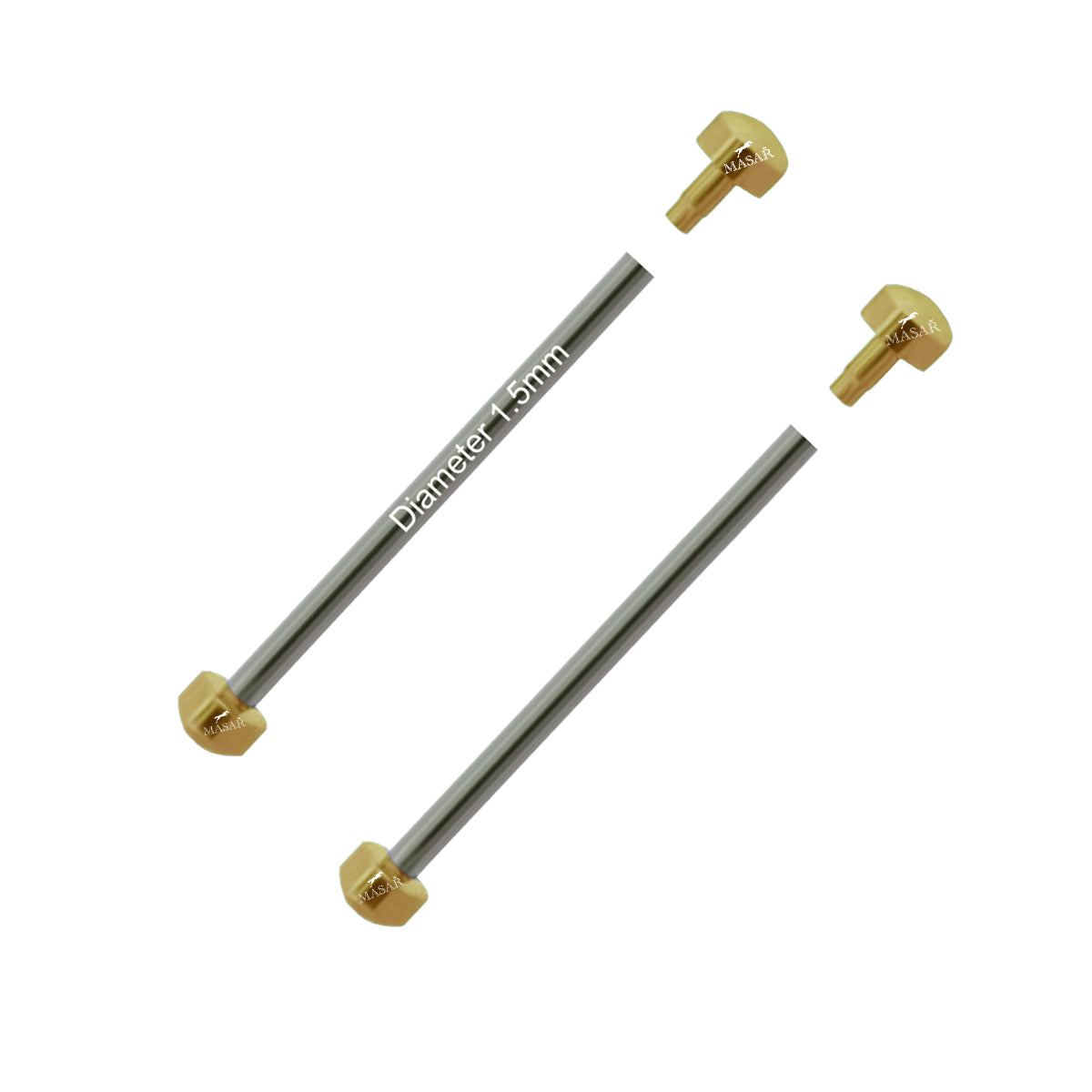 Nietstangen - 20mm bis 28mm Ø 1,5mm - Kopf H Ø 3,5mm oder 4,0mm - Uhrenarmbandverschluss - Gold/Gold - 2 Stück