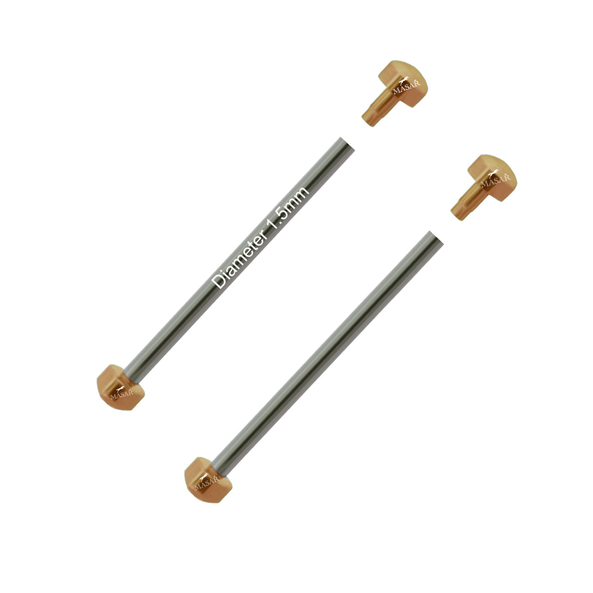 Nietstangen - 20mm bis 28mm Ø 1,5mm - Kopf H Ø 3,5mm oder 4,0mm - Uhrenarmbandverschluss - Roségold - 2 Stück