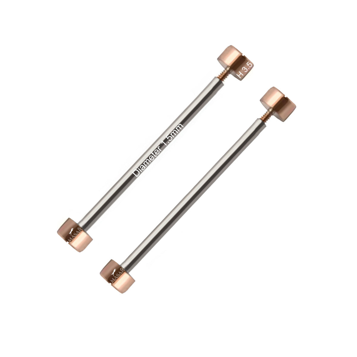 Schraubstege - Durchmesser 1,5mm, Flachkopf H Ø 3,5mm - Uhrenarmbandverschluss - Roségold - 2 Stück