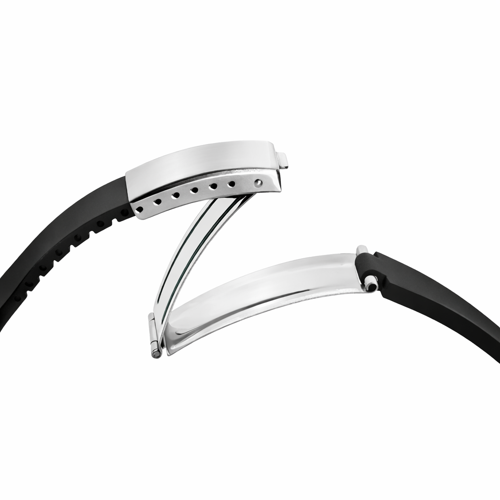 20mm Premium Black Silicone Rubber Watch Strap - Omega, Rolex and Others - Curved