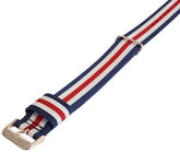 NATO Nylon Bleu / Blanc / Rouge/ Canterbury / Boucle Doré Or Rose - Bracelet de montre