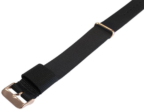 NATO Nylon Schwarz / Roségold Schnalle - Uhrenarmband