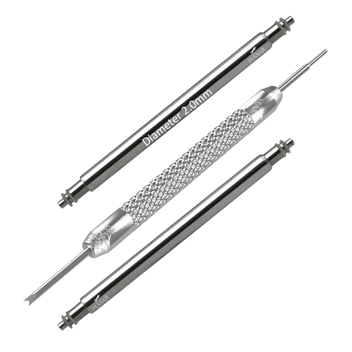 SLX Ø 2,0mm - 2 Stück + 1 Werkzeug - Federstege für Uhrenarmbänder - 316L Edelstahl - 0,8mm