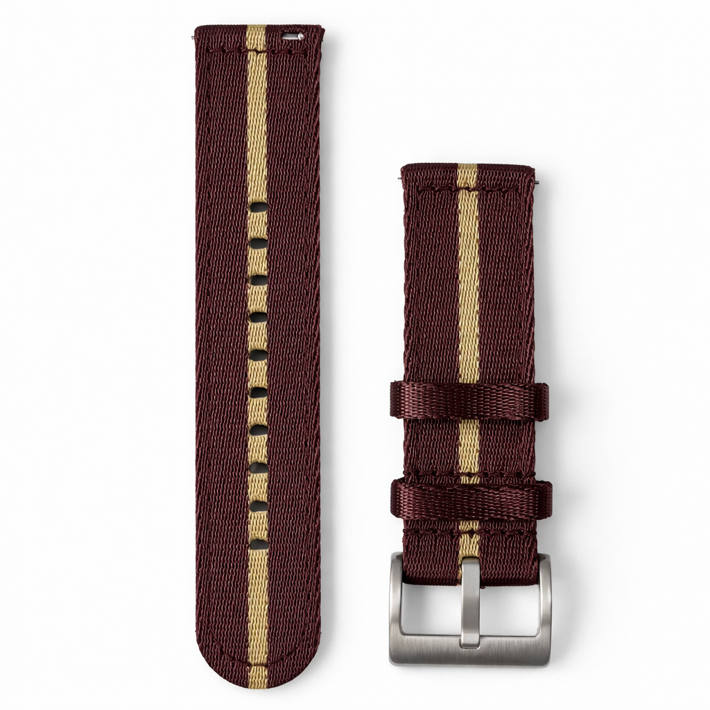 Nylon watch strap, Burgundy/khaki purple - Fast - Universal