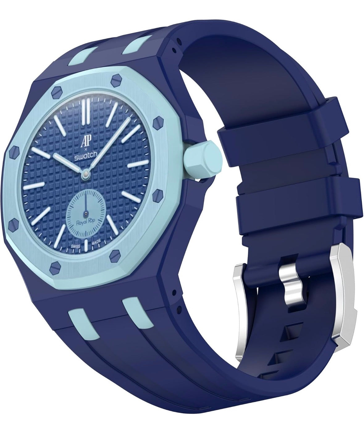 Bracelet compatible avec Swatch Royal Pop x AP - Savonnette → couronne à 3h - Silicone
