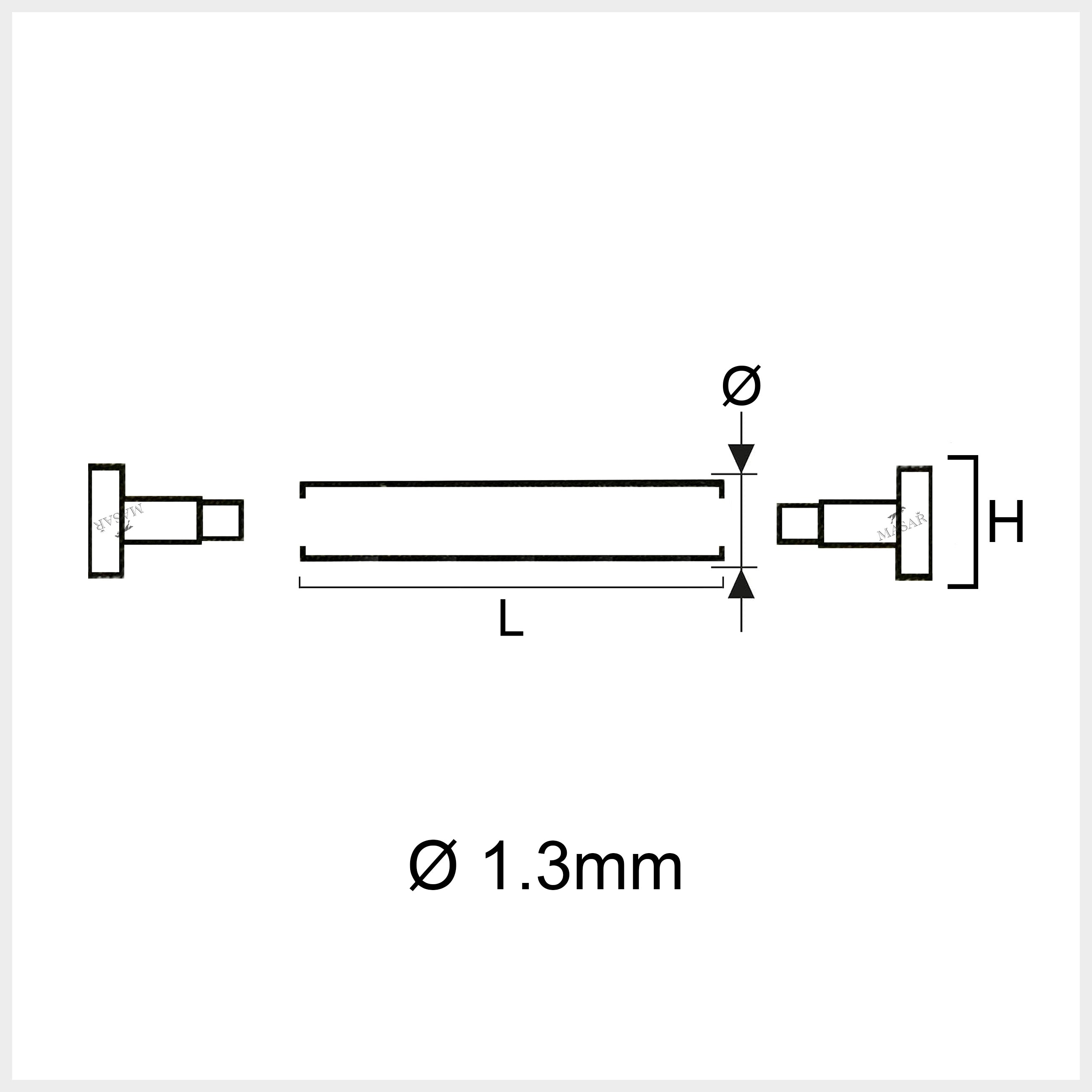 Nietstangen - 10mm bis 28mm Ø 1,3mm - Flachkopf H Ø 4,0mm, Schraubenimitat - Uhrenarmbandverschluss - Silber - 2 Stück