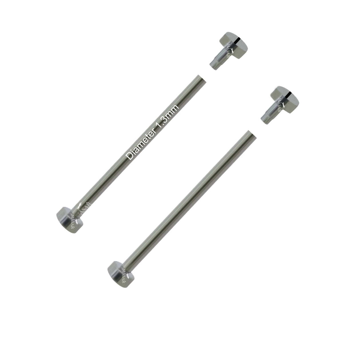 Nietstangen - 10mm bis 28mm Ø 1,3mm - Flachkopf H Ø 4,0mm, Schraubenimitat - Uhrenarmbandverschluss - Silber - 2 Stück
