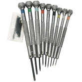 Kit - 9 Flat Screwdrivers for Watch - Replacement Blades Included