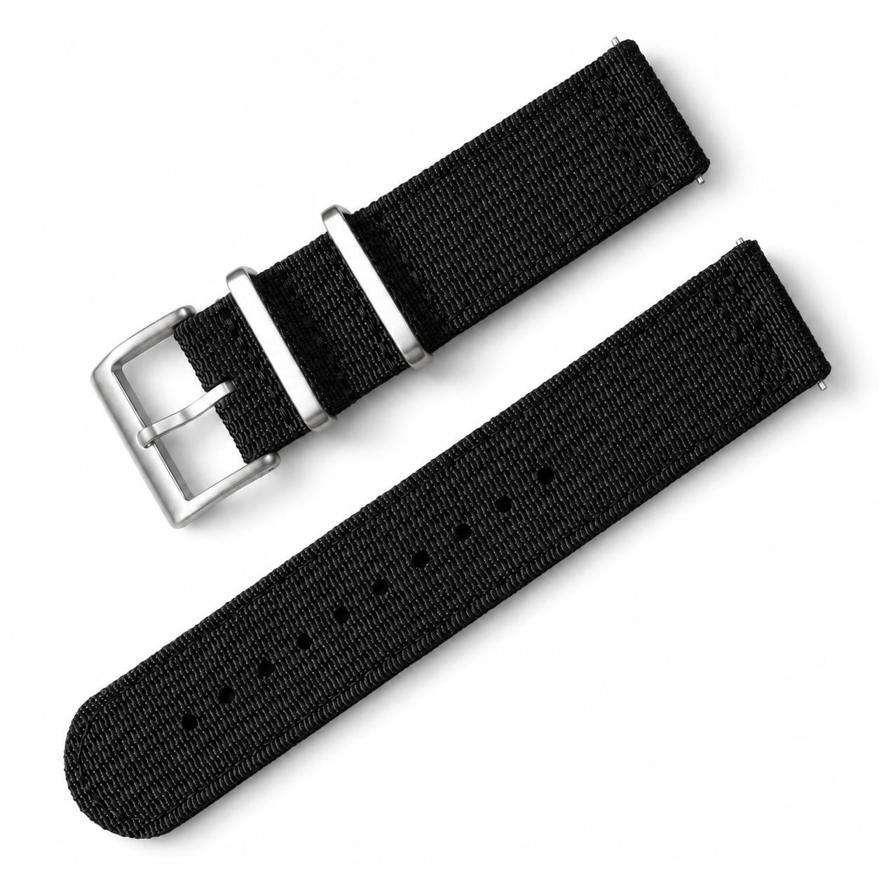 Bracelet Montre Noir - Hybride Nylon / Silicone Double 2,8mm - Rapide - Universel