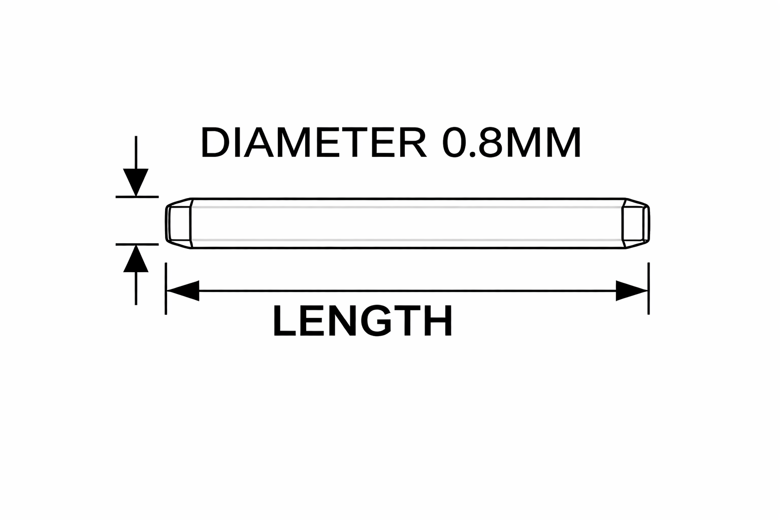 Pin Ø 0.8mm - Solid Round Bar for Watch Strap - 316L Stainless Steel - 2 Pcs