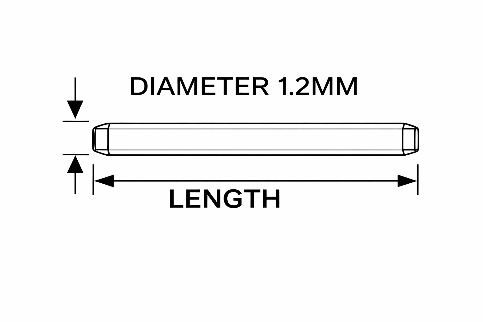 Goupille Ø 1,2mm - Barrette Ronde Pleine pour Bracelet de montre - Inox 316L - 2 Pcs