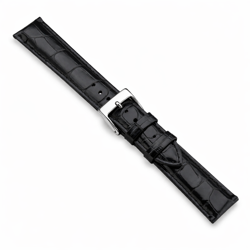Bracelet Montre Cuir Noir - Alligator de Louisiane Véritable - T 5,0mm - Made in Italy