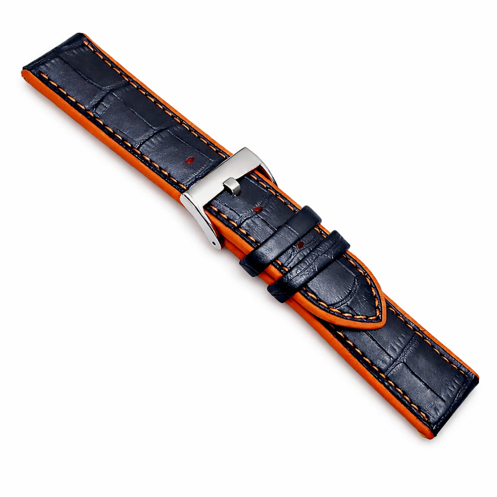 Sport Hybrid Uhrenarmband Alligatorleder genarbt / Silikon - Premium - T 4,5mm - Universal