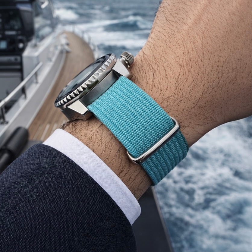 Nato Bleu Sarcelle - Hybride Tissu Nylon / Silicone