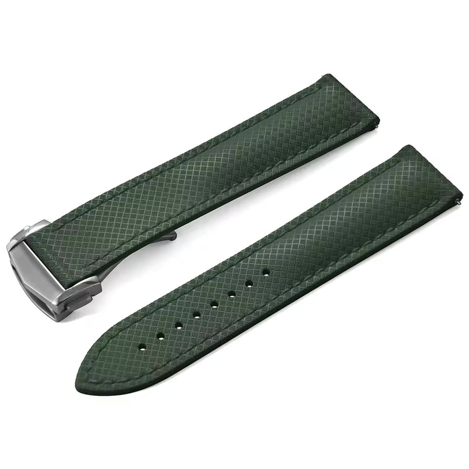 Uhrenarmband Kautschuk FKM Englischgrün – Racing / Faltschließe / Schnellverschluss